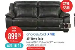 The Brick Cindy Crawford Home Novo 80 Grey Leather-Look Sofa offer
