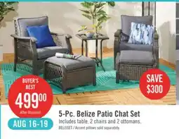 The Brick Belize 5-Piece Outdoor Patio Conversation Set with 2 Chairs, 2 Ottomans & Glass Top Coffee Table - Resin Wicker, UV & Weather offer
