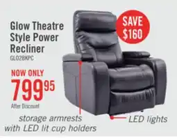 The Brick Glow Leather-Look Fabric Power Recliner with Adjustable Headrest - Black offer
