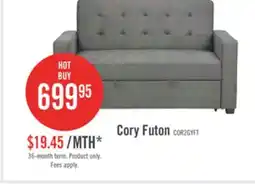 The Brick Corey 59 Grey Velvet Fabric Klik Klak Futon with Tufting offer
