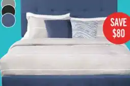 The Brick Page Upholstered Bed in Blue Linen-Look Fabric, Button Tufted - Full Size offer