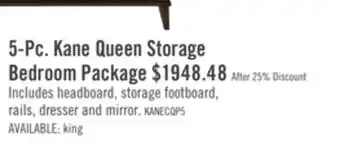 The Brick Kane 5pc Bedroom Set with Storage Bed, Dresser & Mirror, Vegan Leather, Brown - Queen Size offer