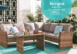The Brick Bergen 3-Piece Outdoor Patio Conversation Set with L-Shape Sectional & Glass Top Dining Height Table - Hand-Woven Resin Wicke offer