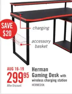 The Brick Hermes 50 Gaming Desk - Black with Red Trim offer