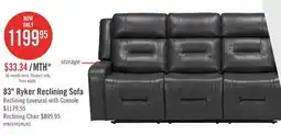 The Brick Ryker 82.5 Grey Leather-Look Fabric Reclining Sofa with Storage Arms offer