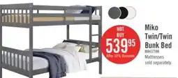 The Brick Miko Bunk Bed with Ladder & Guard Rail for Kids, Grey - Twin/Twin offer