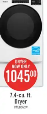 The Brick Whirlpool 7.4 Cu. Ft. Electric Dryer - White - Stackable - YWED5605MW offer