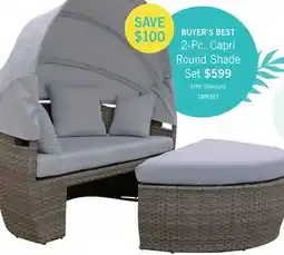 The Brick Capri 2-Piece Canopy Outdoor Patio Conversation Set with Canopy Daybed, Semi-Circle Ottoman & 4 Throw Pillows - Hand-Woven Re offer