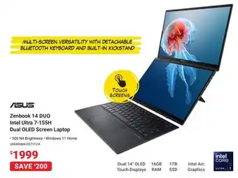 Visions Electronics Asus Zenbook 14 DUO Intel Ultra 7-155H Dual OLED Screen Laptop offer