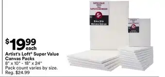 Michaels Artist's Loft Super Value Canvas packs offer