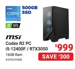 Visions Electronics MSI Codex R2 PC i5-12400F / RTX3050 offer