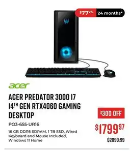 Canex ACER PREDATOR 3000 I7 14TH GEN RTX4060 GAMING DESKTOP offer