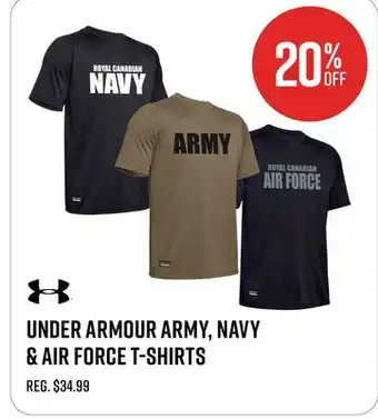 Canex UNDER ARMOUR ARMY, NAVY & AIR FORCE T-SHIRTS offer
