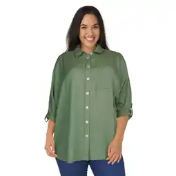 Giant Tiger mySTYLE Women's Plus Festival Solid Crinkle Button-Up Shirt offer