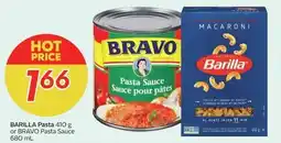 Sobeys BARILLA Pasta 410 g or BRAVO Pasta Sauce 680 mL offer