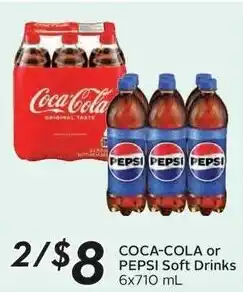 Sobeys COCA-COLA or PEPSI Soft Drinks 6x710 mL offer