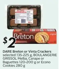 Sobeys DARE Breton or Vinta Crackers offer