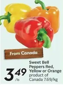 Sobeys Sweet Bell Peppers Red, Yellow or Orange offer