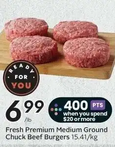 Sobeys Fresh Premium Medium Ground Chuck Beef Burgers offer