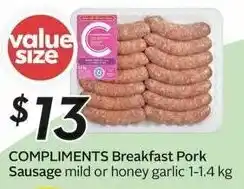 Sobeys COMPLIMENTS Breakfast Pork Sausage offer