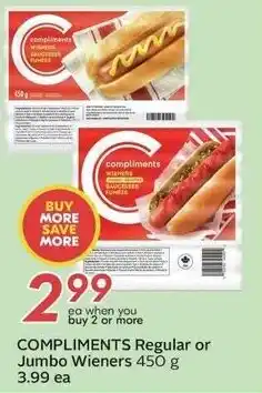 Sobeys COMPLIMENTS Regular or Jumbo Wieners offer