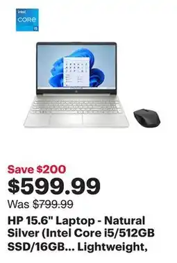 Best Buy HP 15.6 Laptop - Natural Silver (Intel Core i5/512GB SSD/16GB RAM/Windows 11 Home) offer