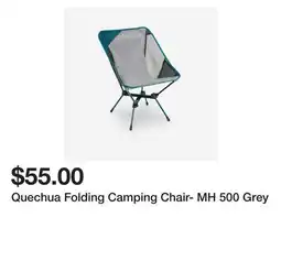 Decathlon Quechua Folding Camping Chair- MH 500 Grey offer