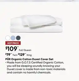 Sleep Country PÜR Organic Cotton Duvet Cover Set offer