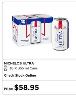 The Beer Store MICHELOB ULTRA 30 X 355 ml Cans offer