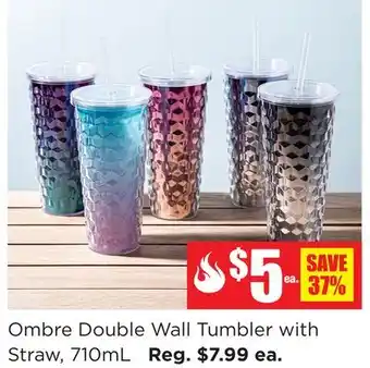 Kitchen Stuff Plus Ombre Double Wall Tumbler with Straw offer