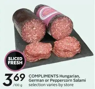 Sobeys COMPLIMENTS Hungarian, German or Peppercorn Salami offer