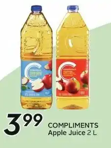 Sobeys COMPLIMENTS Apple Juice 2L offer