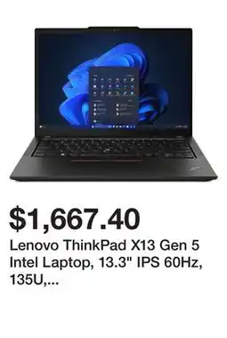 Newegg Lenovo ThinkPad X13 Gen 5 Intel Laptop, 13.3 IPS 60Hz, 135U, Graphics, 16GB, 512GB SSD offer