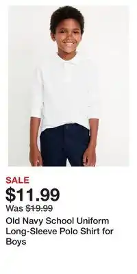 Old Navy Old Navy School Uniform Long-Sleeve Polo Shirt for Boys offer
