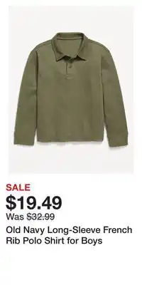 Old Navy Old Navy Long-Sleeve French Rib Polo Shirt for Boys offer