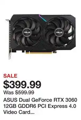 Newegg ASUS Dual GeForce RTX 3060 12GB GDDR6 PCI Express 4.0 Video Card DUAL-RTX3060-O12G-V2 offer