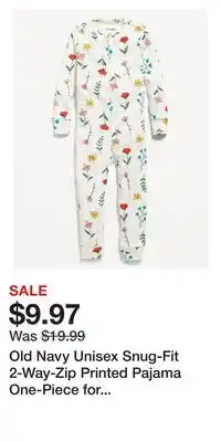 Old Navy Old Navy Unisex Snug-Fit 2-Way-Zip Printed Pajama One-Piece for Toddler & Baby offer