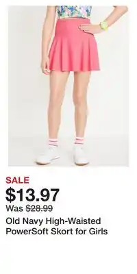 Old Navy Old Navy High-Waisted PowerSoft Skort for Girls offer