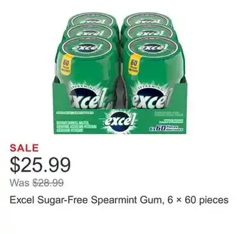 Costco Excel Sugar-Free Spearmint Gum, 6 × 60 pieces offer