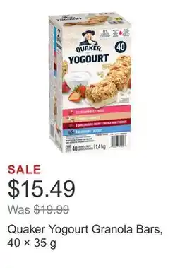 Costco Quaker Yogourt Granola Bars, 40 × 35 g offer