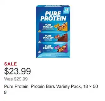 Costco Pure Protein, Protein Bars Variety Pack, 18 × 50 g offer