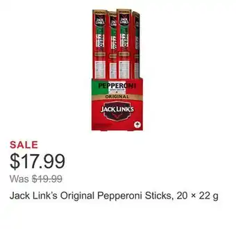 Costco Jack Link's Original Pepperoni Sticks, 20 × 22 g offer