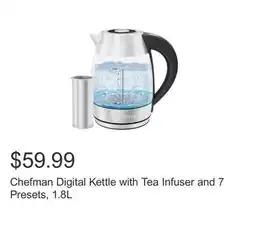 Costco Chefman Digital Kettle with Tea Infuser and 7 Presets, 1.8L offer