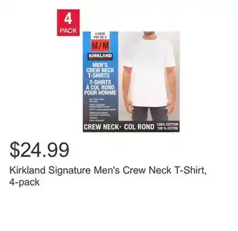 Costco Kirkland Signature Men's Crew Neck T-Shirt, 4-pack offer