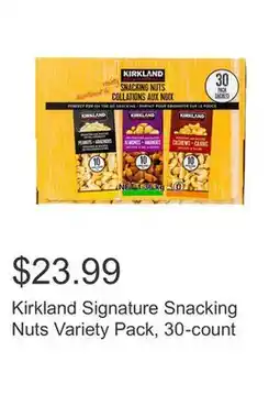 Costco Kirkland Signature Snacking Nuts Variety Pack, 30-count offer