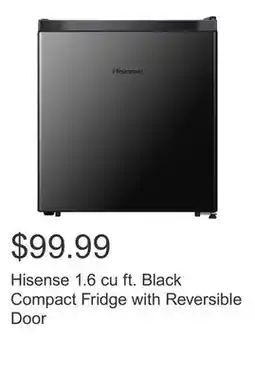 Costco Hisense 1.6 cu ft. Black Compact Fridge with Reversible Door offer