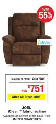 La Z Boy JOEL iClean fabric recliner offer