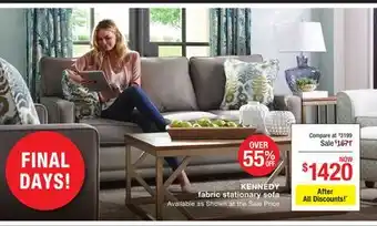 La Z Boy KENNEDY fabric stationary sofa offer