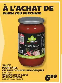 IGA BIOITALIA ORGANIC PASTA SAUCE offer
