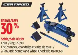 Canadian Tire CERTIFIED 2-Ton Jack, Stands and Wheel Chock Kit offer